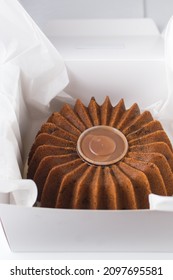 Bundt Cake In A White Bakery Box