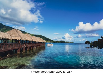 Bungalows On The Water, Tahiti Landscape, French Polynesia Beach