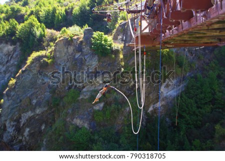 Bungy from the Kawarau Bridge, the home of Bungy Jumping. Leap 43m from the historic Bridge. Near Queenstown in the Ogo region on the south island of New Zealand