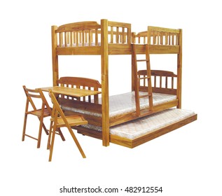 Bunk bed isolated on white background with clipping path.