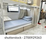 bunk bed in a small comfortable room - dorm in university 