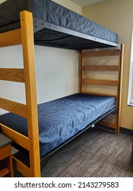 Bunk Beds In A Typical College Dorm.