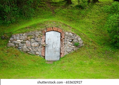 Bunker Door In The Green Field