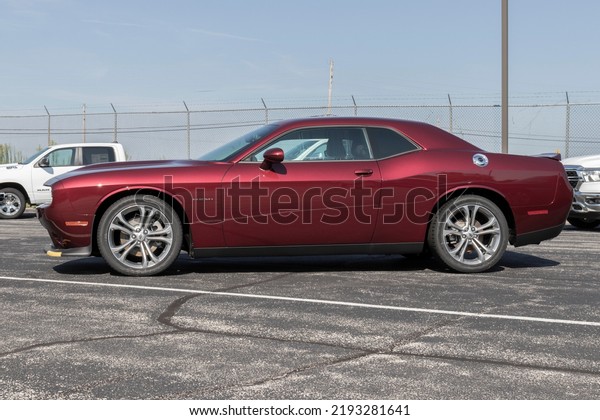 Bunker Hill - Circa August 2022: Dodge Challenger\
display. Stellantis offers the Challenger in SXT, GT, RT, RT Scat\
Pack and SRT Hellcat\
models.