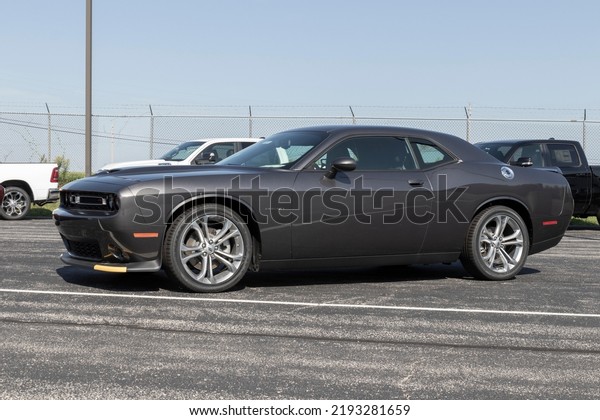 Bunker Hill - Circa August 2022: Dodge Challenger\
display. Stellantis offers the Challenger in SXT, GT, RT, RT Scat\
Pack and SRT Hellcat\
models.