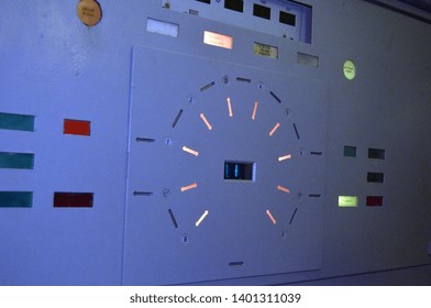 Bunker For Launch SS-18 Satan Team.Indicators Of Missile Launch From 10 Launch Shafts Are Lit.The Appearance Of A  Nuclear War From A Missile Launch Command Bunker. POBUGSKOE, UKRAINE - May14,2019