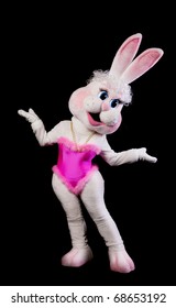 Bunny Girl Mascot Costume On Black