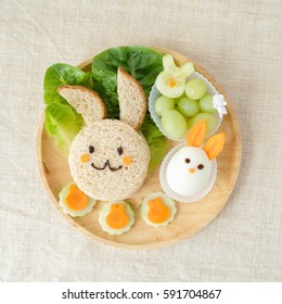 Bunny rabbit lunch plate, fun food art for kids
