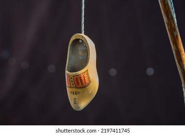 Bunschoten Spakenburg Netherlands 3 September 2022 Hanging Dutch Wooden Shoe On A Boat