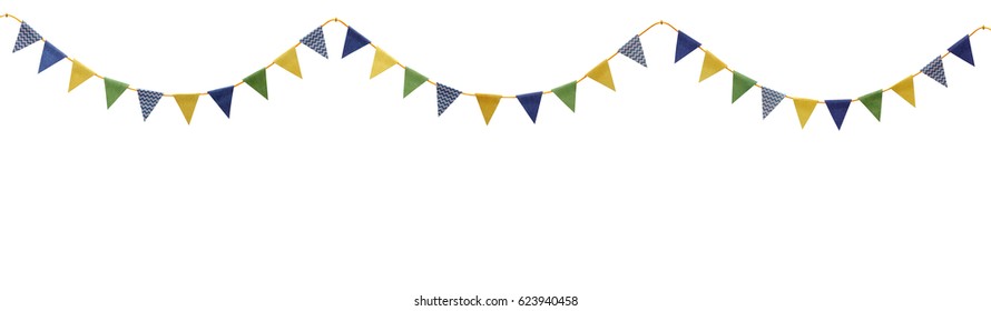 Bunting Party Flags Made From Scrap Booking Paper Isolated On White