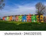 Burano island in the Venetian Lagoon, Italy, commune with traditional colorful houses, brightly painted in different colours.