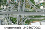 Burapha Withi Expressway, Industrial Ring Road, Bangna Intersection, Routes, Ring Road intersections, intercity connections for transportation, Bangkok Thailand, aerial view photograph from drone.