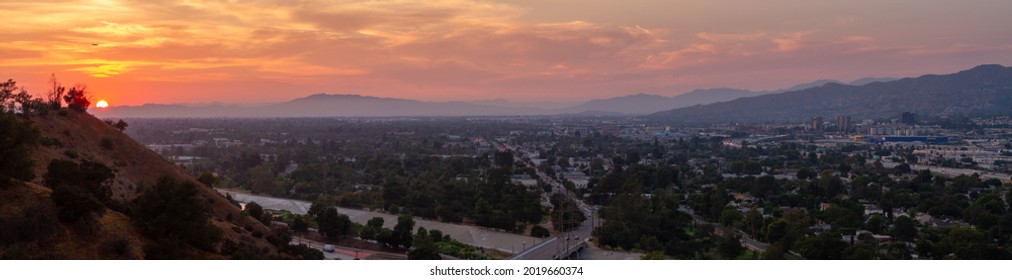 Burbank, CA - July 25 2021: Sunset Over Burbank California