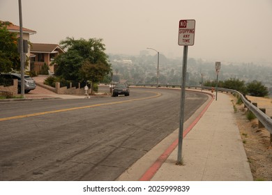 BURBANK, CA - September 13, 2020: Wildfire Smoke Covers Southern California In A Haze.