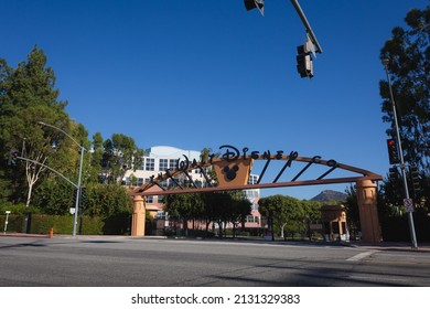 Burbank, California - August 22, 2020: The Crosswalk By The Burbank Disney Studios Entrance. 