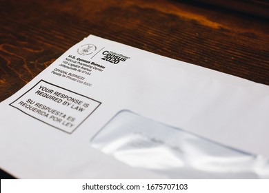 Burbank, California - March 17 2020: The Logo And Return Address On The Envelope Of The 2020 United States Census. 