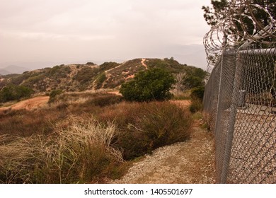 BURBANK, CALIFORNIA / USA - FEBRUARY 25 2004: Views From The Top Of Wildwood Canyon Park In The Verdugo Mountains Overlooking Burbank, Glendale And Downtown Los Angeles Skyline.