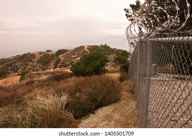 BURBANK, CALIFORNIA / USA - FEBRUARY 25 2004: Views From The Top Of Wildwood Canyon Park In The Verdugo Mountains Overlooking Burbank, Glendale And Downtown Los Angeles Skyline.