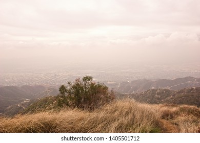 BURBANK, CALIFORNIA / USA - FEBRUARY 25 2004: Views From The Top Of Wildwood Canyon Park In The Verdugo Mountains Overlooking Burbank, Glendale And Downtown Los Angeles Skyline.