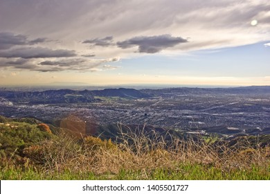 BURBANK, CALIFORNIA / USA - FEBRUARY 25 2004: Views From The Top Of Wildwood Canyon Park In The Verdugo Mountains Overlooking Burbank, Glendale And Downtown Los Angeles Skyline.