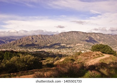 BURBANK, CALIFORNIA / USA - FEBRUARY 25 2004: Views From The Top Of Wildwood Canyon Park In The Verdugo Mountains Overlooking Burbank, Glendale And Downtown Los Angeles Skyline.