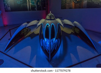 Burbank, California, USA - May 2016: Warner Bros Studio Tour, Batplane On Display