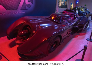 Burbank, California, USA - May 2016: Warner Bros Studio Tour, Batmobile From The Original Batman Film