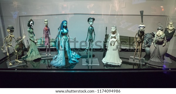 Burbank, California, USA - May 2016: Warner Bros\
Studio Tour, Display of ‘stop motion’ figures from the making of\
the film The Corpse\
Bride