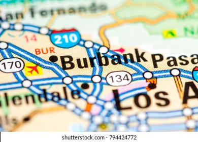 Burbank. California. USA On A Map