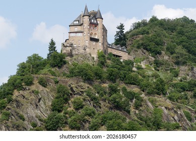 Burg Katz or Castle of the Cat in Sankt Goarshausen, over the river Rhine, near the Lorelei rock.