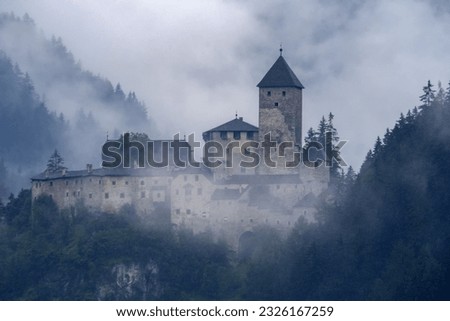 burg taufers castle historic medieval on cloudy day