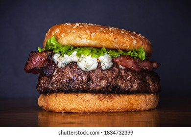 Burger With Blue Cheese And Bacon