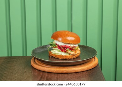 burger with Camembert cheese, cranberry sauce, avocado and chicken fillet, - Powered by Shutterstock