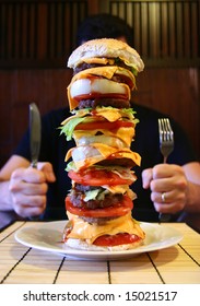 A burger containing 12 individual patties.