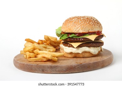 Burger Double Beef American Food Fast Stock Photo (Edit Now) 391547773