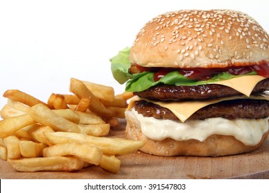 burger double beef  - American food - fast food - junk food - hamburger 