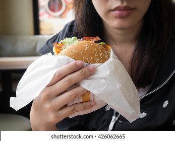 Burger Junk Food , Fast Food , Unhealthy With Woman