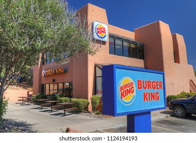 Burger King Fast Food Restaurant Entrance Sign, Sedona Arizona USA, June 26, 2018