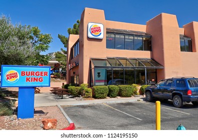 Burger King Fast Food Restaurant Storefront Parking, Sedona Arizona USA, June 26, 2018