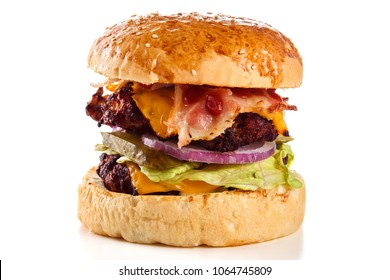Burger On A White Background Close Up