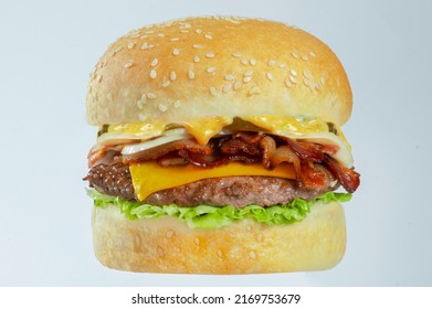 Burger On A Withe Background And Look Yummy 