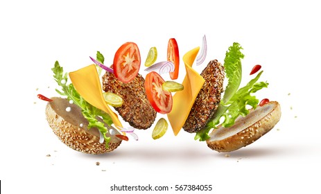 Burger preparation ingredients - Shutterstock ID 567384055