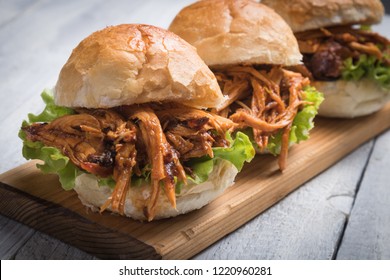 Burger With Pulled Pork, Classic American Meat Sandwich