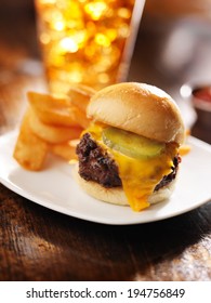 Burger Slider With French Fries And Drink