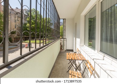 Burglar Bars On A Building Apartment Terrace