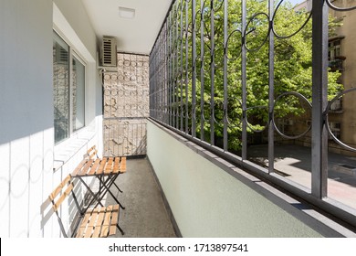 Burglar Bars On A Building Apartment Terrace