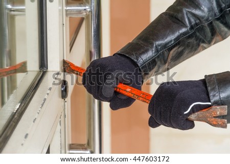 Burglar Trying Break Into House Crowbar Stock Photo Edit