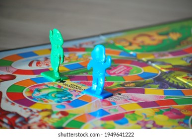 Burglengenfeld, Germany - January 19 2014: A morning game of Candyland in the sunlight. 
