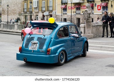 Burgos, CASTILLA Y LEÓN, Spain; May 2015: Concentration Of Vintage Cars, Seat Brand, Mythical Six Hundred.