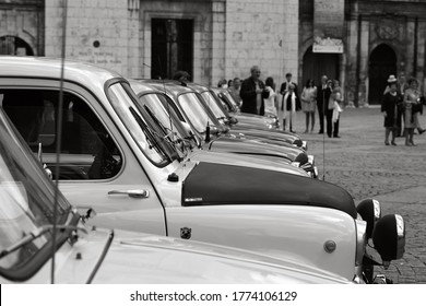 Burgos, CASTILLA Y LEÓN, Spain; May 2015: Concentration Of Vintage Cars, Seat Brand, Mythical Six Hundred.